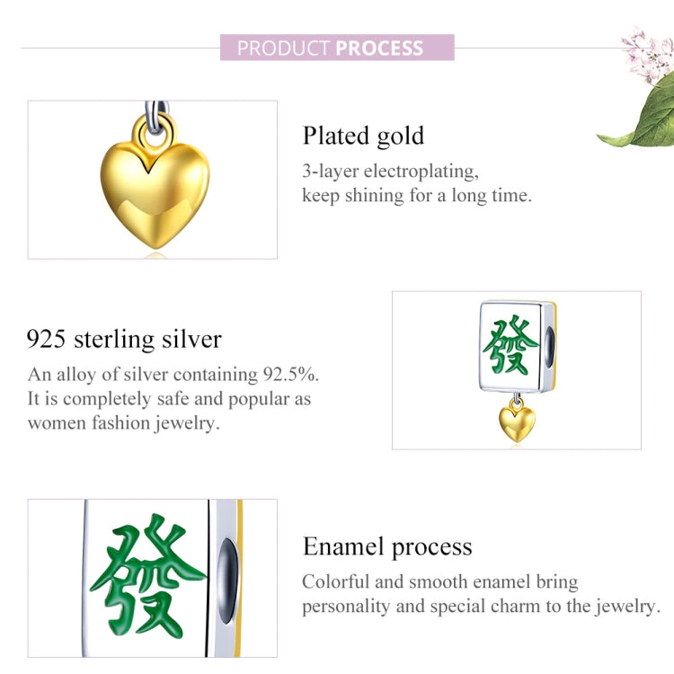 S925 Sterling Silver Mahjong Tiles Beads DIY Bracelet Necklace Accessories