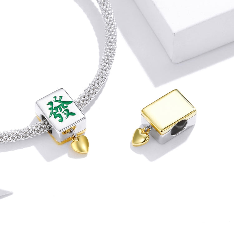 S925 Sterling Silver Mahjong Tiles Beads DIY Bracelet Necklace Accessories