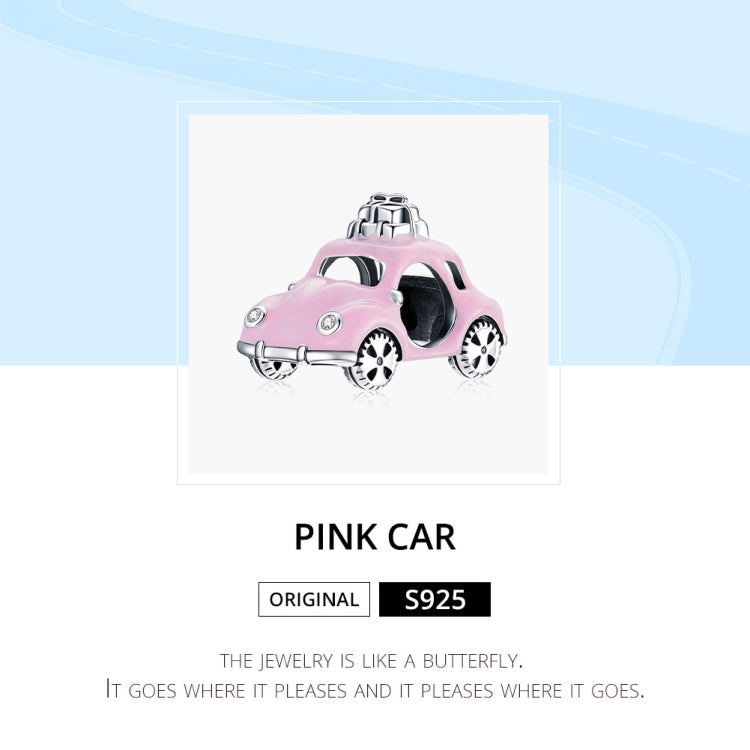S925 Sterling Silver Pink Car Beads DIY Bracelet Necklace Accessories