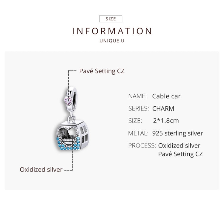 S925 Sterling Silver Small Cable Car Pendant DIY Bracelet Necklace Accessories