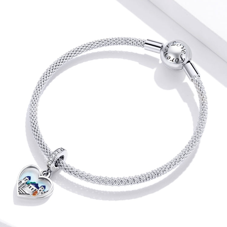 S925 Sterling Silver Charming Scenery Heart Pendent DIY Bracelet Necklace Accessories