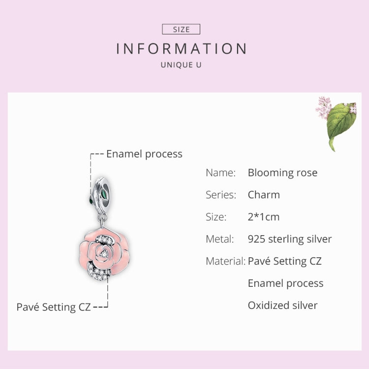 S925 Sterling Silver Rose Flower Pendant DIY Bracelet Necklace Accessories
