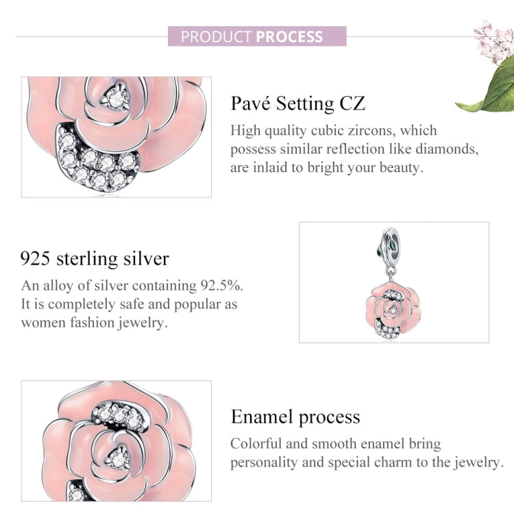 S925 Sterling Silver Rose Flower Pendant DIY Bracelet Necklace Accessories