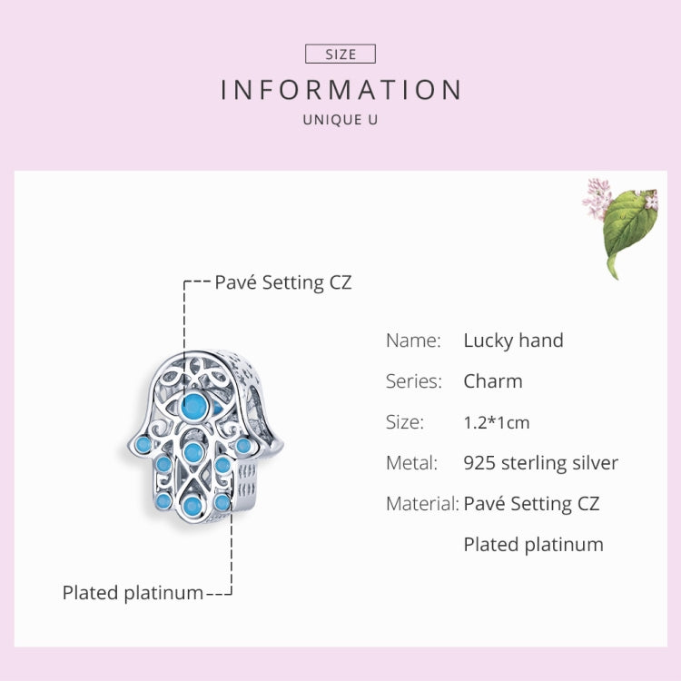 S925 Sterling Silver Lucky Hand Beads DIY Bracelet Necklace Accessories