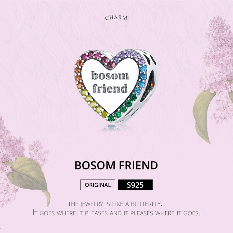 S925 Sterling Silver Friendship Lasts Forever Heart Beads DIY Bracelet Necklace Accessories