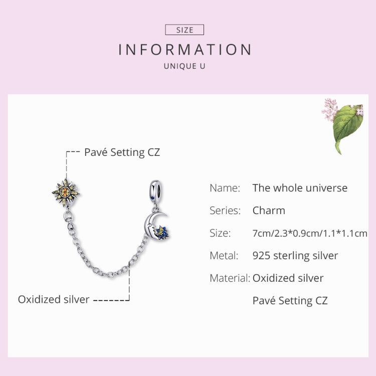 S925 Sterling Silver Sun Moon Star Safety Chain DIY Bracelet Necklace Accessories