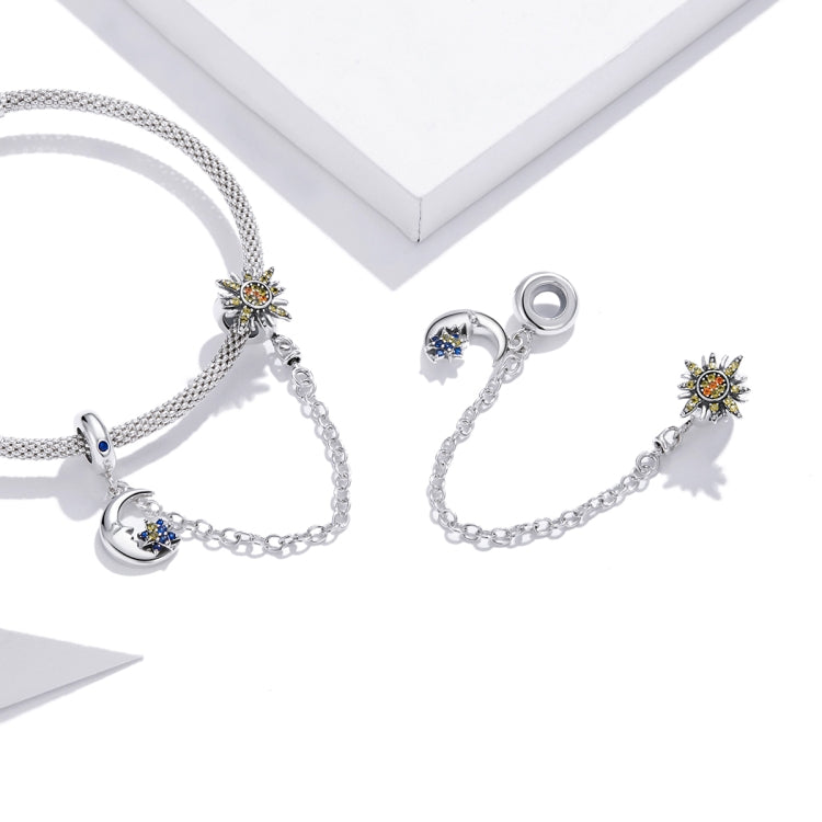 S925 Sterling Silver Sun Moon Star Safety Chain DIY Bracelet Necklace Accessories