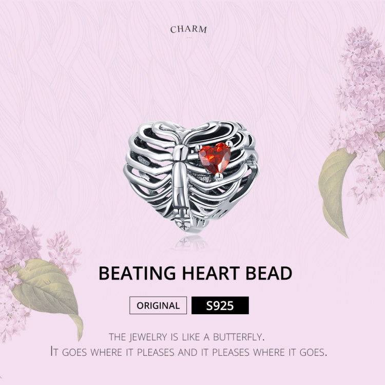 S925 Sterling Silver Beating Heart Beads DIY Bracelet Necklace Accessories