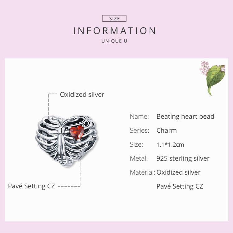 S925 Sterling Silver Beating Heart Beads DIY Bracelet Necklace Accessories
