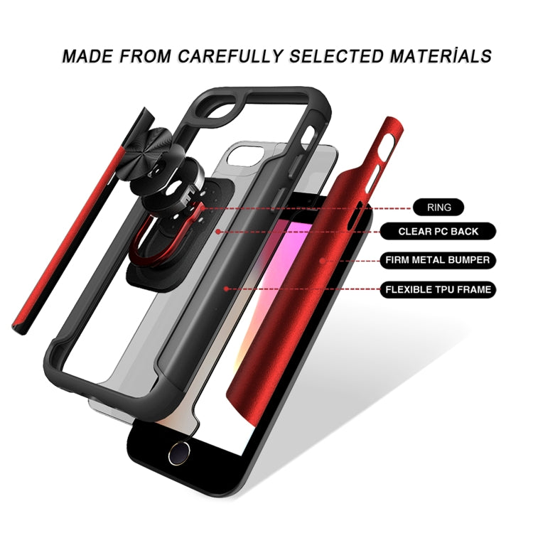 For iPhone SE 2022 / SE 2020 / 8 / 7 PC +TPU + Metal Shockproof Protective Case with Ring Holder