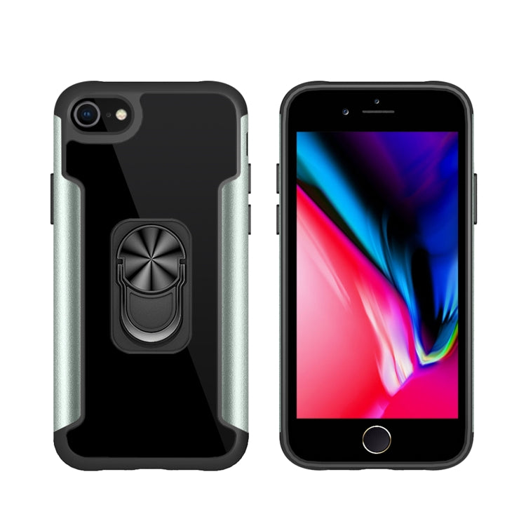 For iPhone SE 2022 / SE 2020 / 8 / 7 PC +TPU + Metal Shockproof Protective Case with Ring Holder