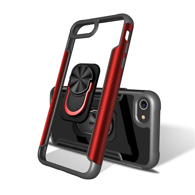 For iPhone SE 2022 / SE 2020 / 8 / 7 PC +TPU + Metal Shockproof Protective Case with Ring Holder