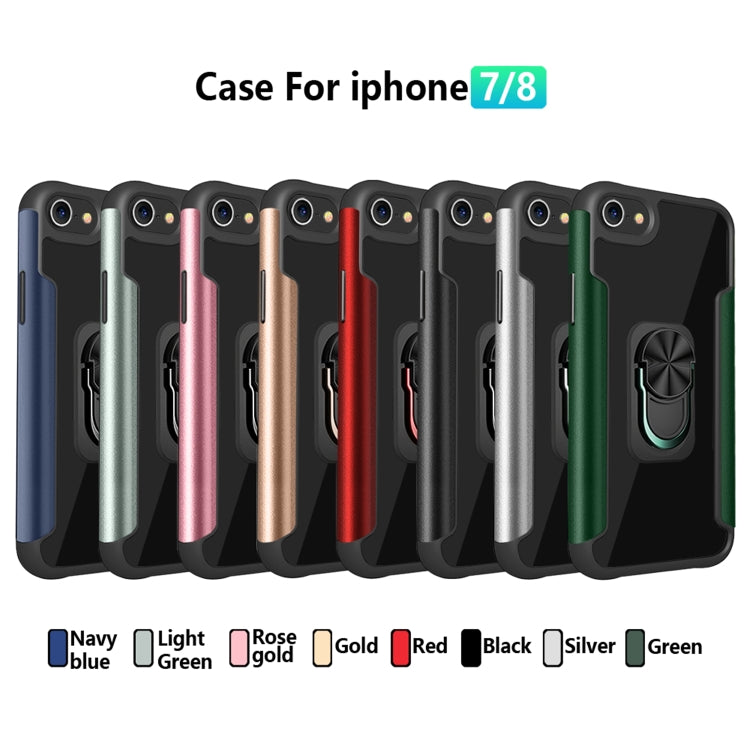 For iPhone SE 2022 / SE 2020 / 8 / 7 PC +TPU + Metal Shockproof Protective Case with Ring Holder