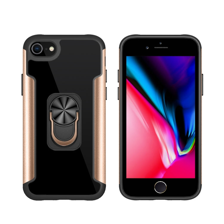 For iPhone SE 2022 / SE 2020 / 8 / 7 PC +TPU + Metal Shockproof Protective Case with Ring Holder