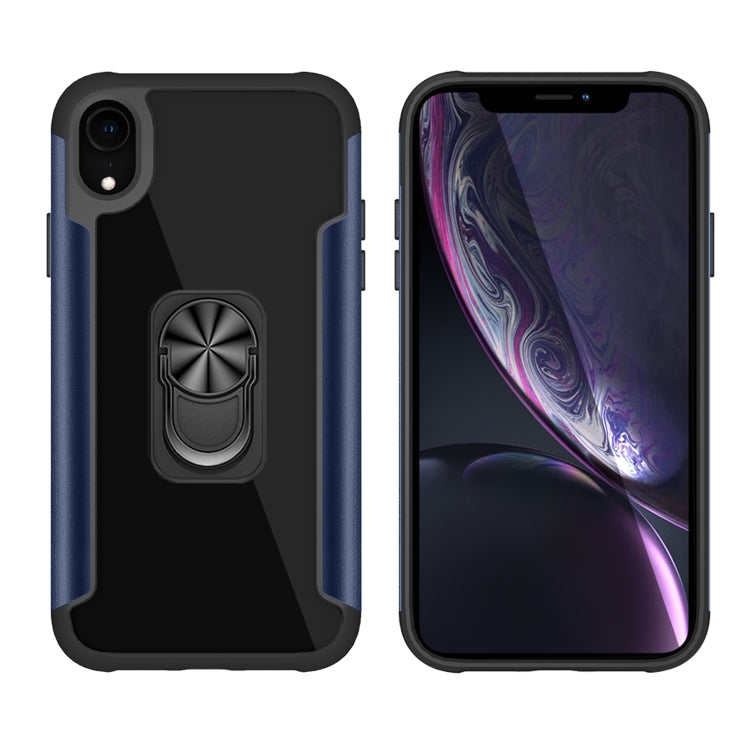 For iPhone XR PC +TPU + Metal Shockproof Protective Case with Ring Holder