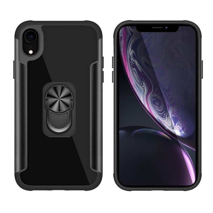 For iPhone XR PC +TPU + Metal Shockproof Protective Case with Ring Holder