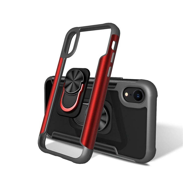 For iPhone XR PC +TPU + Metal Shockproof Protective Case with Ring Holder