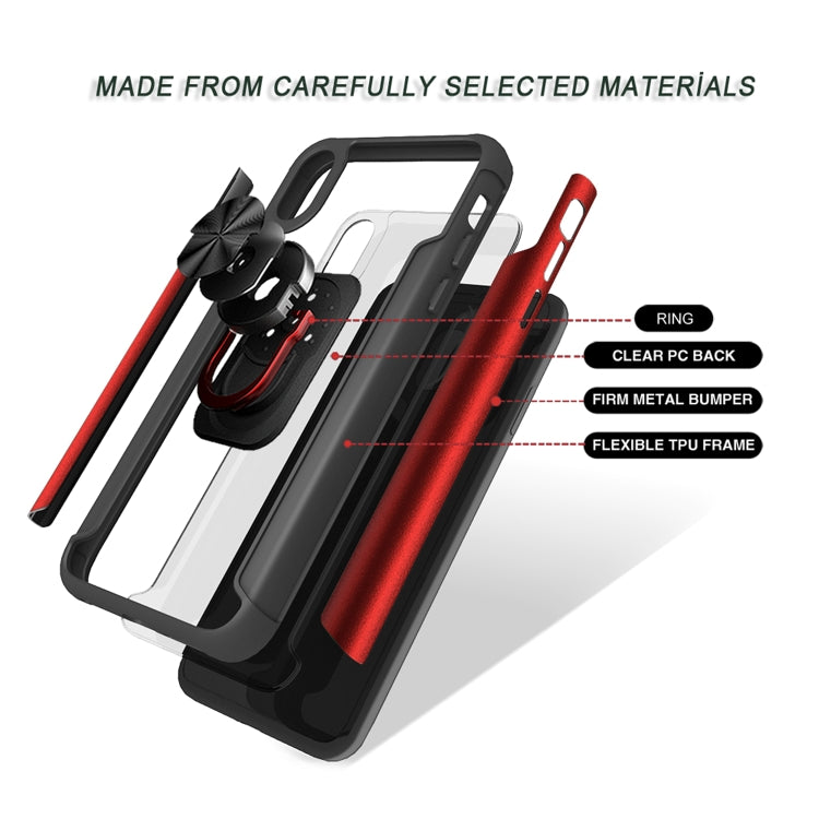 For iPhone XR PC +TPU + Metal Shockproof Protective Case with Ring Holder