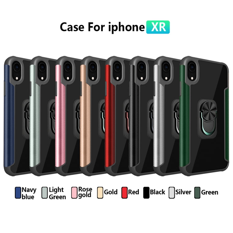 For iPhone XR PC +TPU + Metal Shockproof Protective Case with Ring Holder