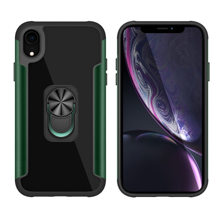 For iPhone XR PC +TPU + Metal Shockproof Protective Case with Ring Holder