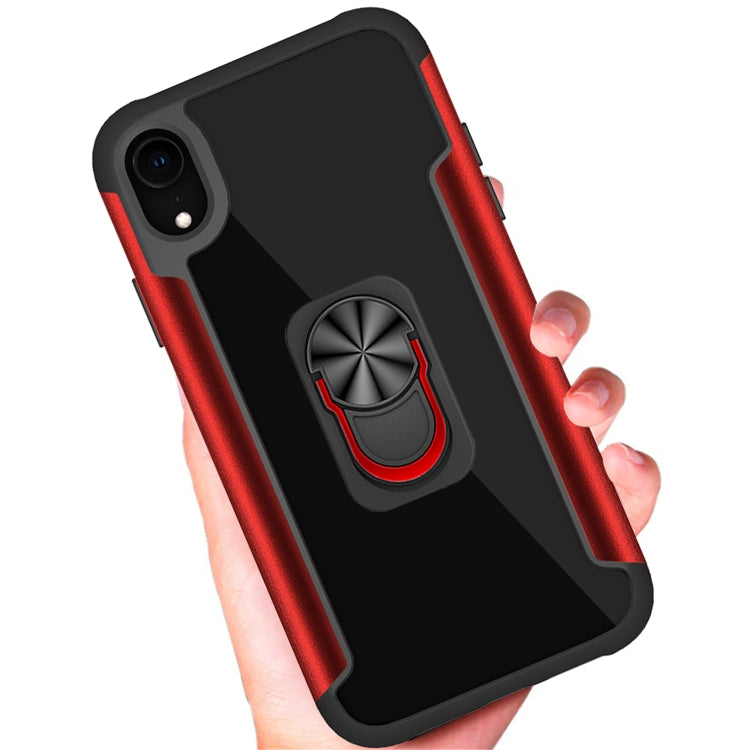 For iPhone XR PC +TPU + Metal Shockproof Protective Case with Ring Holder