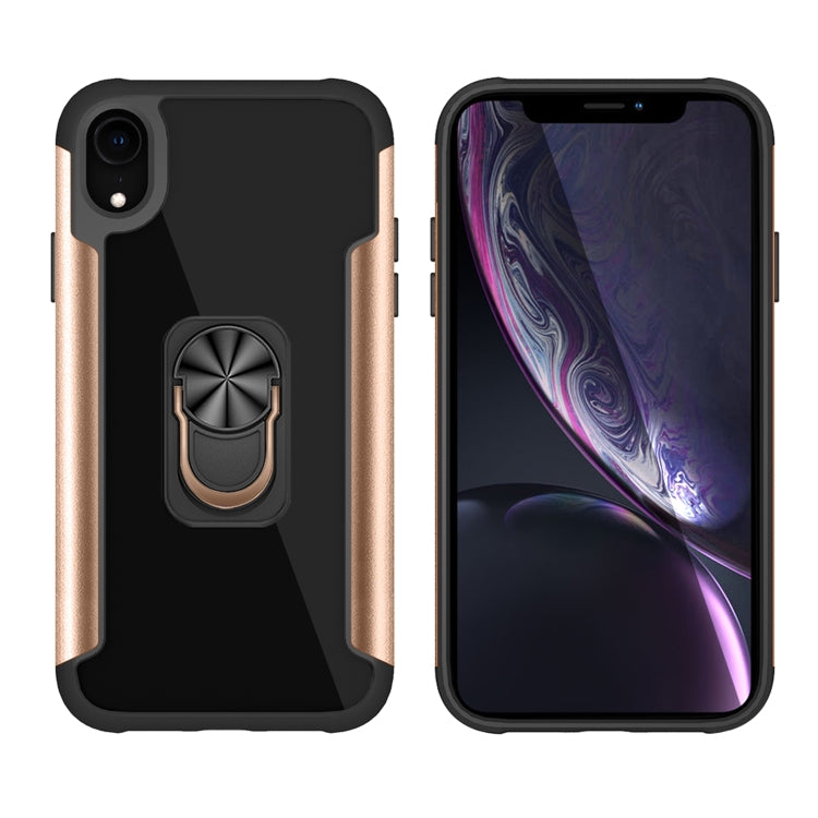 For iPhone XR PC +TPU + Metal Shockproof Protective Case with Ring Holder