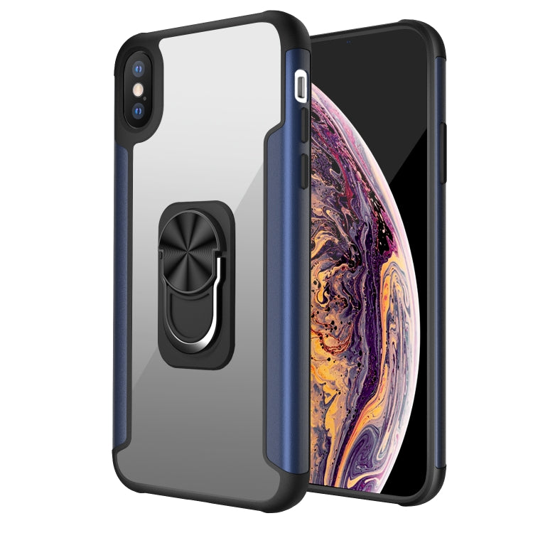 For iPhone XS Max PC +TPU + Metal Shockproof Protective Case with Ring Holder