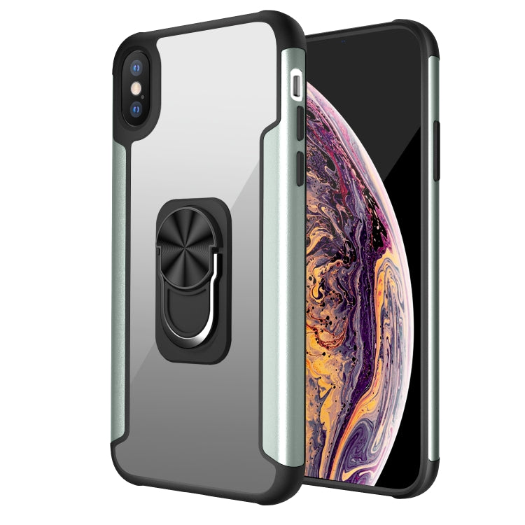 For iPhone XS Max PC +TPU + Metal Shockproof Protective Case with Ring Holder