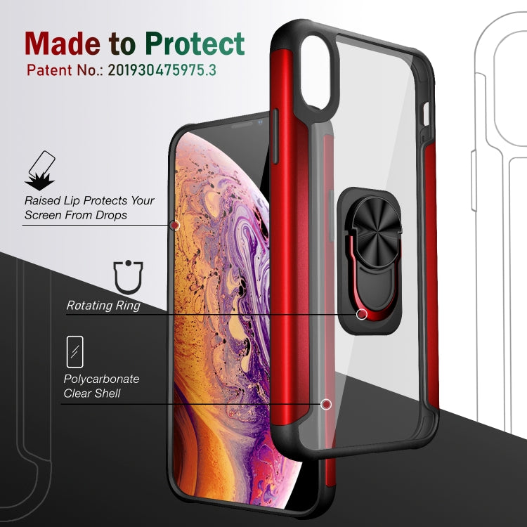 For iPhone XS Max PC +TPU + Metal Shockproof Protective Case with Ring Holder