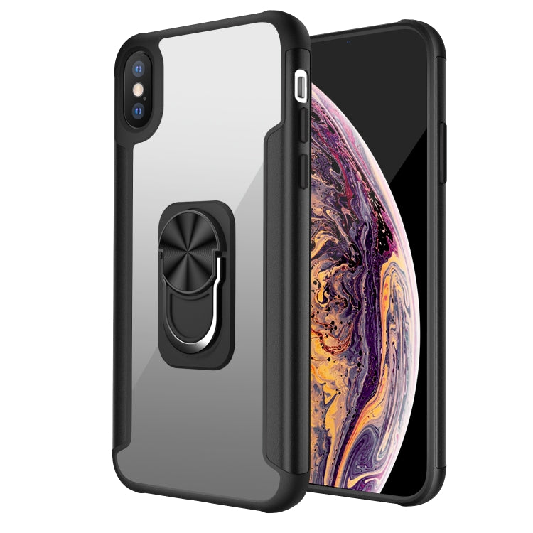 For iPhone XS Max PC +TPU + Metal Shockproof Protective Case with Ring Holder