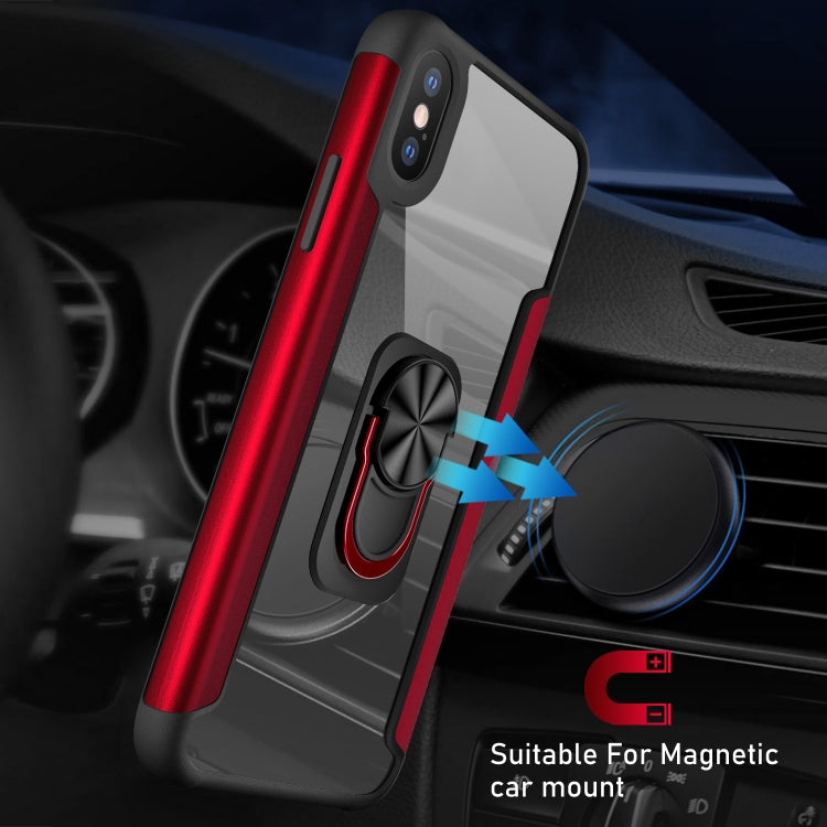 For iPhone XS Max PC +TPU + Metal Shockproof Protective Case with Ring Holder