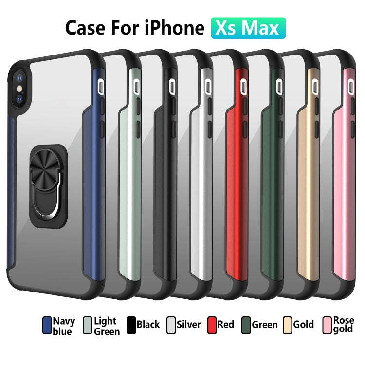 For iPhone XS Max PC +TPU + Metal Shockproof Protective Case with Ring Holder