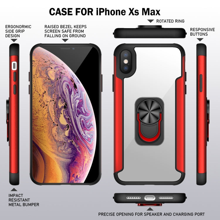 For iPhone XS Max PC +TPU + Metal Shockproof Protective Case with Ring Holder