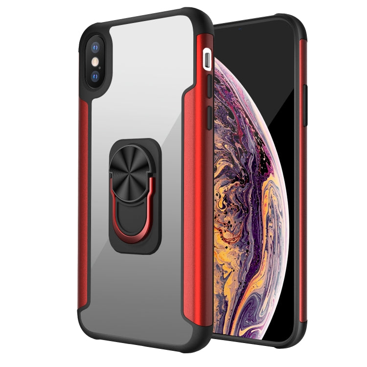 For iPhone XS Max PC +TPU + Metal Shockproof Protective Case with Ring Holder