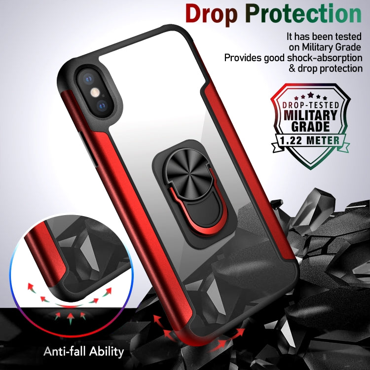 For iPhone XS Max PC +TPU + Metal Shockproof Protective Case with Ring Holder