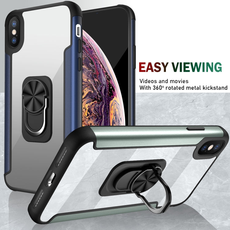 For iPhone XS Max PC +TPU + Metal Shockproof Protective Case with Ring Holder