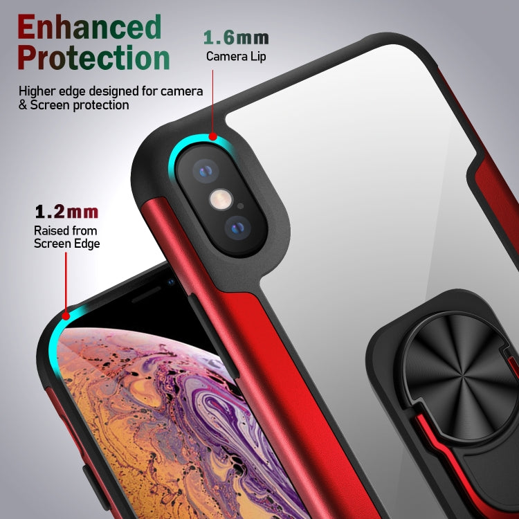 For iPhone XS Max PC +TPU + Metal Shockproof Protective Case with Ring Holder