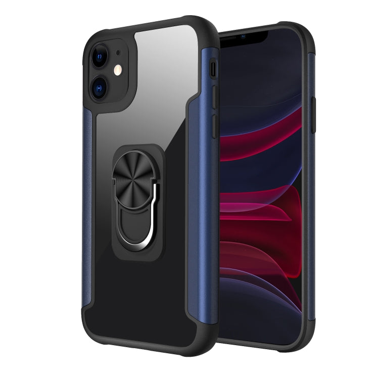 For iPhone 11 PC +TPU + Metal Shockproof Protective Case with Ring Holder