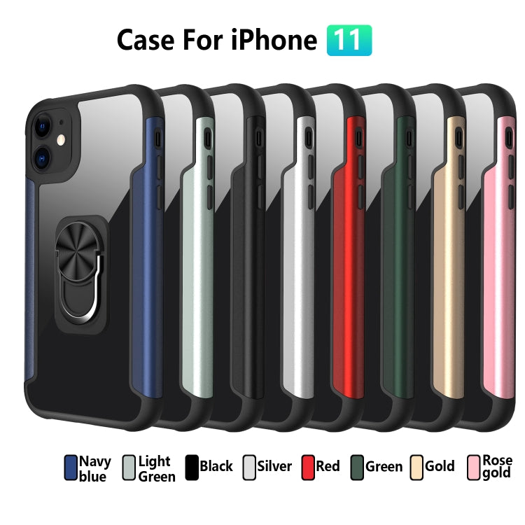 For iPhone 11 PC +TPU + Metal Shockproof Protective Case with Ring Holder