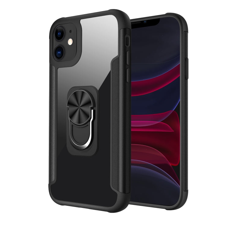 For iPhone 11 PC +TPU + Metal Shockproof Protective Case with Ring Holder