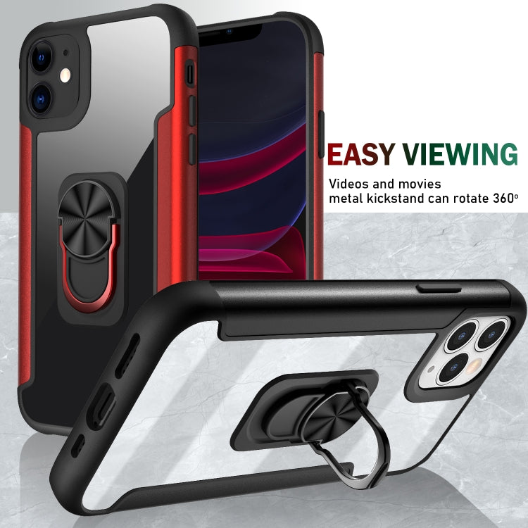 For iPhone 11 PC +TPU + Metal Shockproof Protective Case with Ring Holder