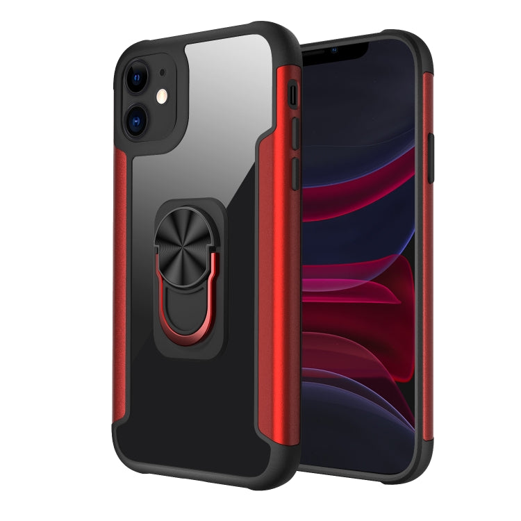 For iPhone 11 PC +TPU + Metal Shockproof Protective Case with Ring Holder