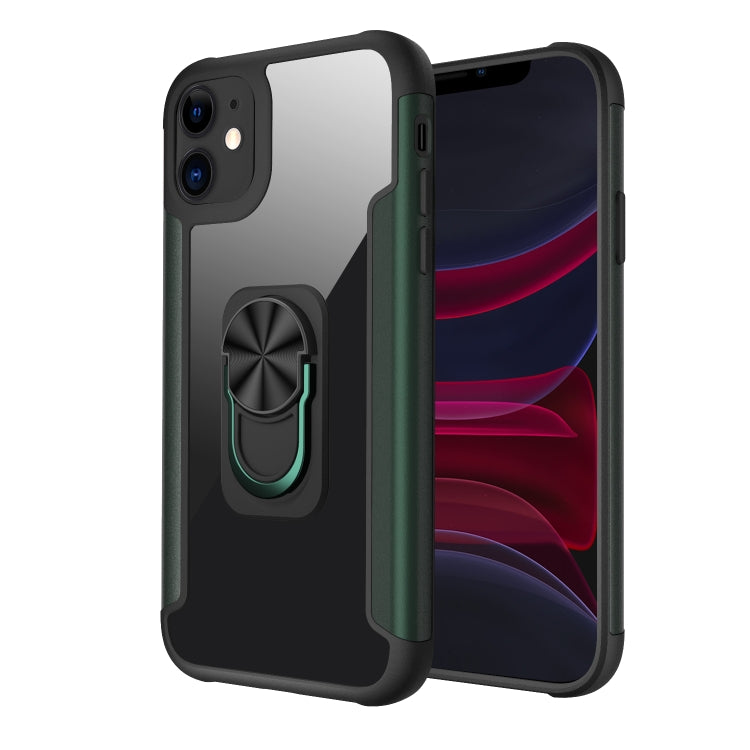 For iPhone 11 PC +TPU + Metal Shockproof Protective Case with Ring Holder