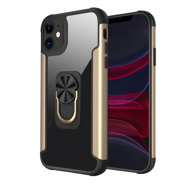 For iPhone 11 PC +TPU + Metal Shockproof Protective Case with Ring Holder