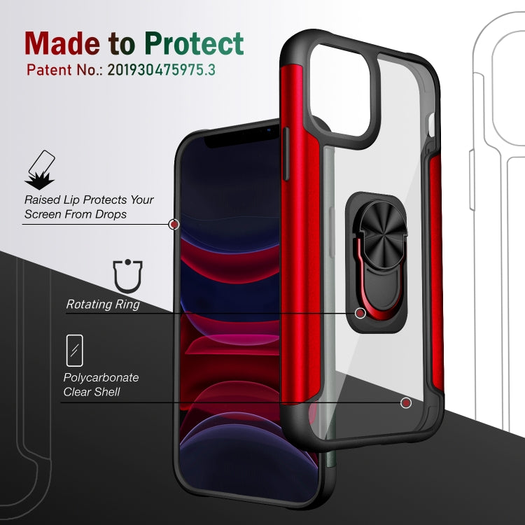 For iPhone 11 PC +TPU + Metal Shockproof Protective Case with Ring Holder