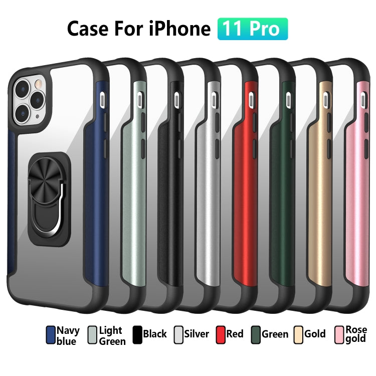 For iPhone 11 Pro PC +TPU + Metal Shockproof Protective Case with Ring Holder