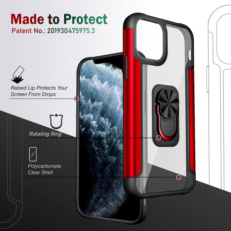 For iPhone 11 Pro PC +TPU + Metal Shockproof Protective Case with Ring Holder