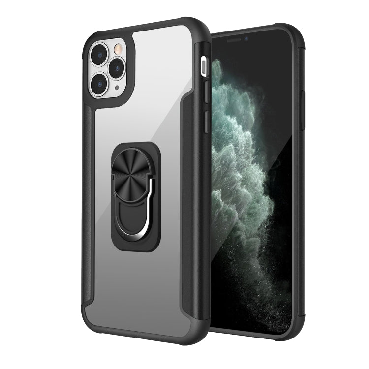 For iPhone 11 Pro Max PC +TPU + Metal Shockproof Protective Case with Ring Holder