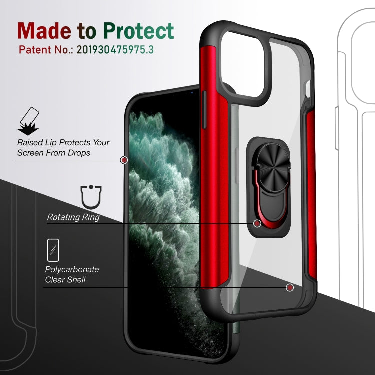 For iPhone 11 Pro Max PC +TPU + Metal Shockproof Protective Case with Ring Holder
