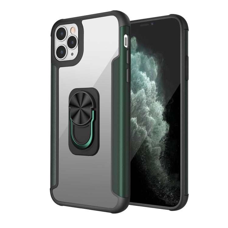 For iPhone 11 Pro Max PC +TPU + Metal Shockproof Protective Case with Ring Holder